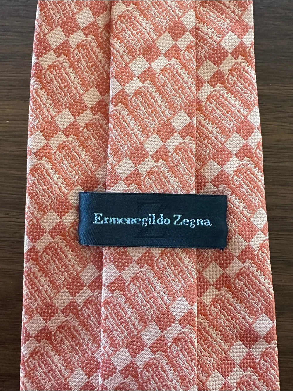 Ermenegildo Zegna Peach and Cream Geometric Silk Tie